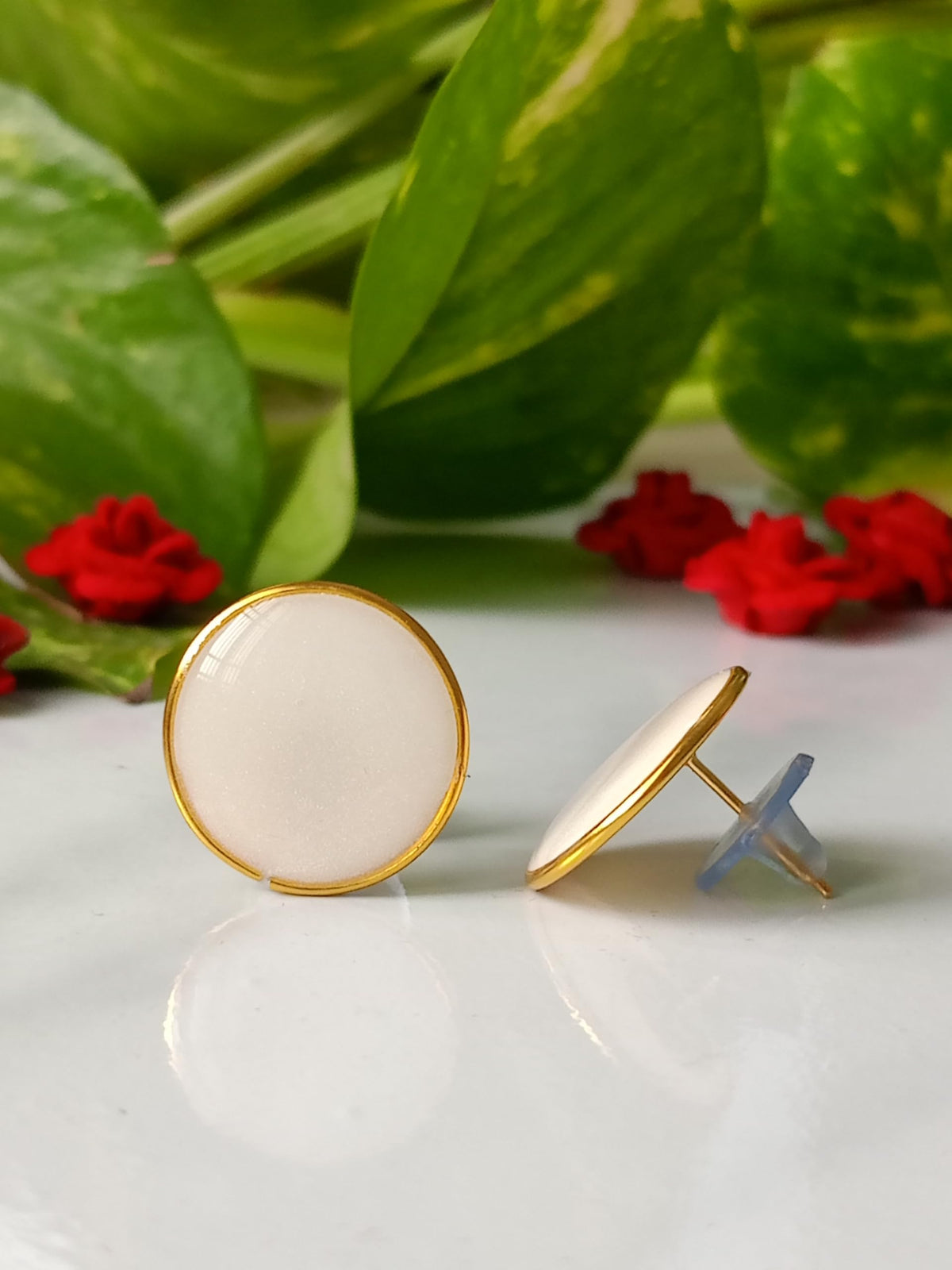 SHINEREAL SHINEREAL Women's Resin Earrings Lightweight Jewelry - Handmade Studs Earrings for Girls, Hypoallergenic Fashion Accessories-Combo-Blue & White-SR-2224