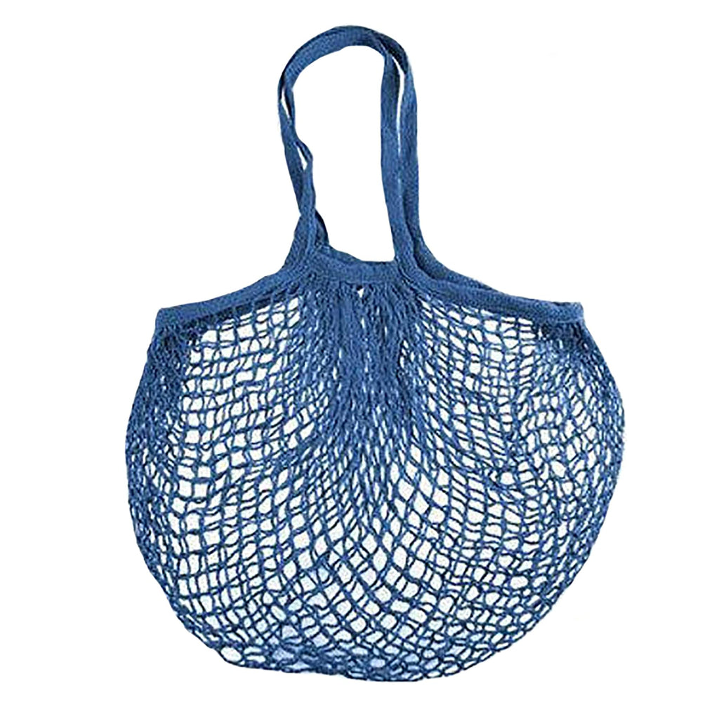 MSK Looms Eco Friendly Light Weight Cotton Net String Bag with Short Handle, Reusable Produce Bag for Fruits and Vegetable - Blue