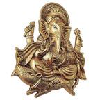 Prince Home Decor & Gifts Metal Ganesh Idol Statue Wall Hanging for Home Décor (Gold, 25.5 X 21.5 x 3 cm).