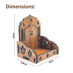 Mini Wooden Pooja Singhasan for Home Temple | Handheld Small Wooden Temple/Singhasan with Swastik Design | Compact Puja Stand for Idols Diya Incense