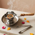DSH Metal Dhoop Holder Incense Burner Loban Dhoop Dani Aarti Dhoop Dani Stand Burner for Home Office Temple Puja (Silver)