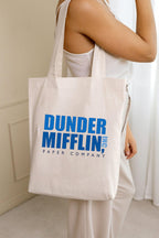 THE UMBRELLA STORE Dunder Mifflin Cotton Canvas Tote Bag | The Office-Inspired Reusable Shopping & Daily Carry Bag | Eco-Friendly & Durable