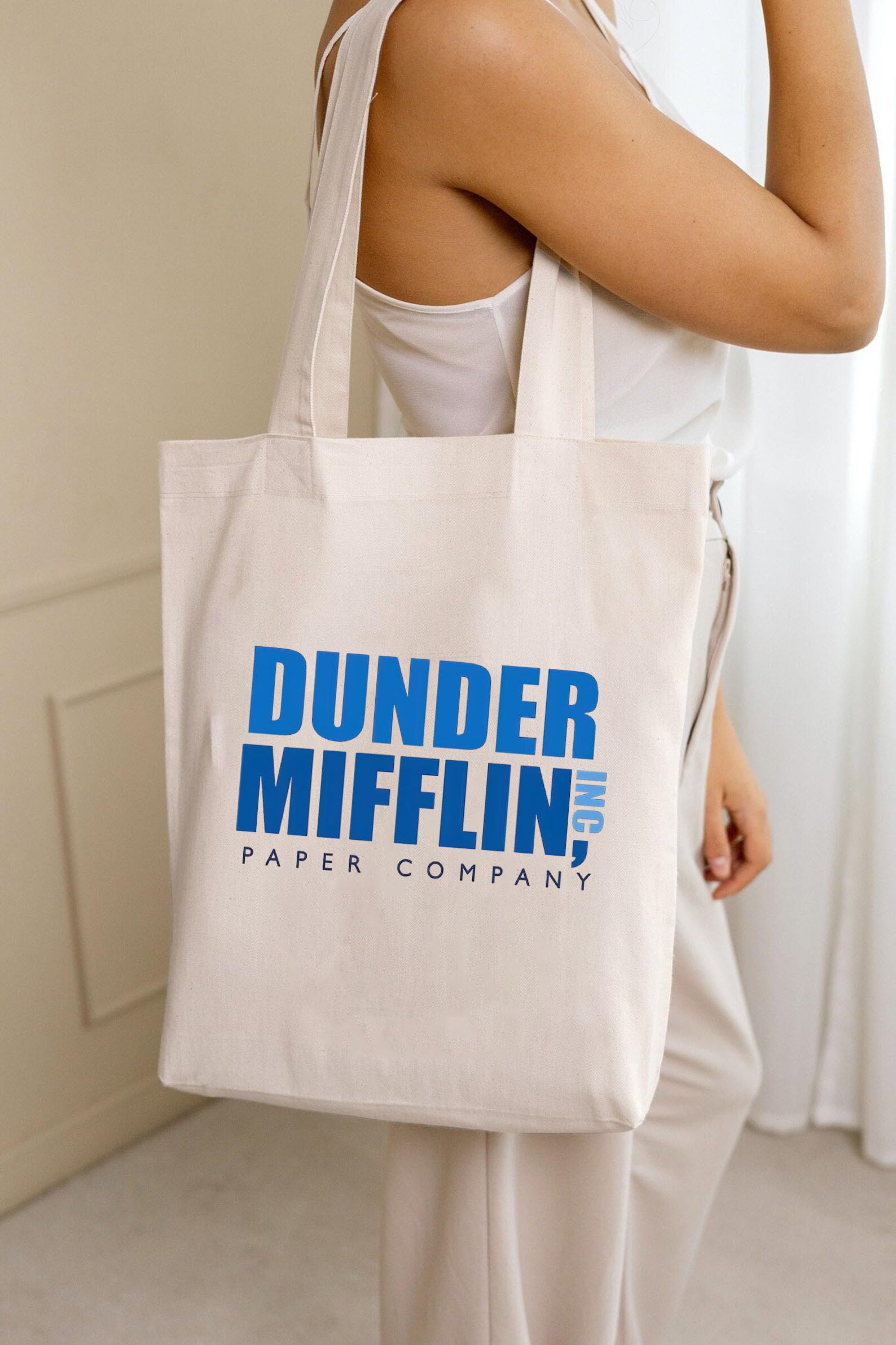 THE UMBRELLA STORE Dunder Mifflin Cotton Canvas Tote Bag | The Office-Inspired Reusable Shopping & Daily Carry Bag | Eco-Friendly & Durable