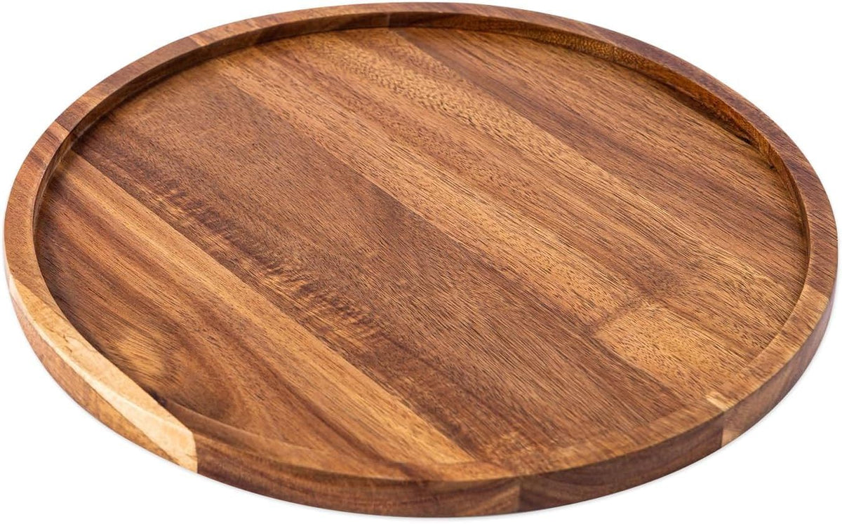 Kundi Rustic Elegance: Wooden Round Tray Versatile Home Decor Accent for Serving and Display Small Wooden Serving Tray, Candle Holder Tray Home Decor, Decorative Trays for Home Decor (Round)
