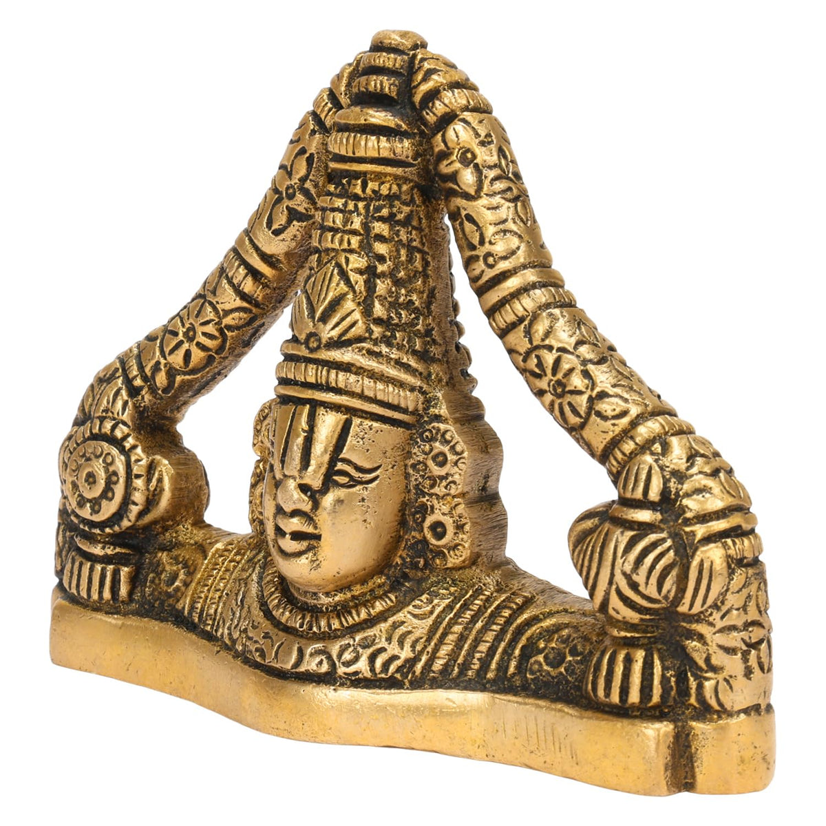 ARTVARKO Pure Brass Lord Venkateswara Statue Tirupati Balaji Idol for Home Office Temple Pooja Gift Spiritual (9x2.5x7 cm)