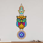 Artvibes Owl Evil Eye Nazar Protection Wall Hanging for Home Entrance | Decorative MDF Vastu Wall Art | Lucky Charm Decor for Bedroom | Living Room | Balcony | Office & Main Door (WH_8522N)