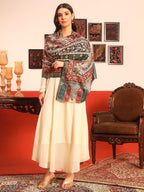 Pashmoda Women Naqshkaar Fine Wool Fabric Pashmina Kalamkari Embroidered Shawl (Size: 40x80in, 101x203cm) KAS17