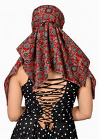 DEEPNYRA - LIVING STYLE Scarf Face Full Covering With Mask Head Hair Wrap Sun Protection For Women Cotton Printed Square All Season Wear (MARRON AJRAK CHAKRI)