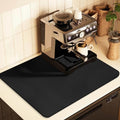 Coffee Mat for Countertops,Coffee Bar Accessories Fit Under Coffee Maker Espresso Machine, Absorbent Hide Stain Rubber Mat for Countertop,Dish Drying Mat for Kitchen Counter (Black, 16x24) Kafalo