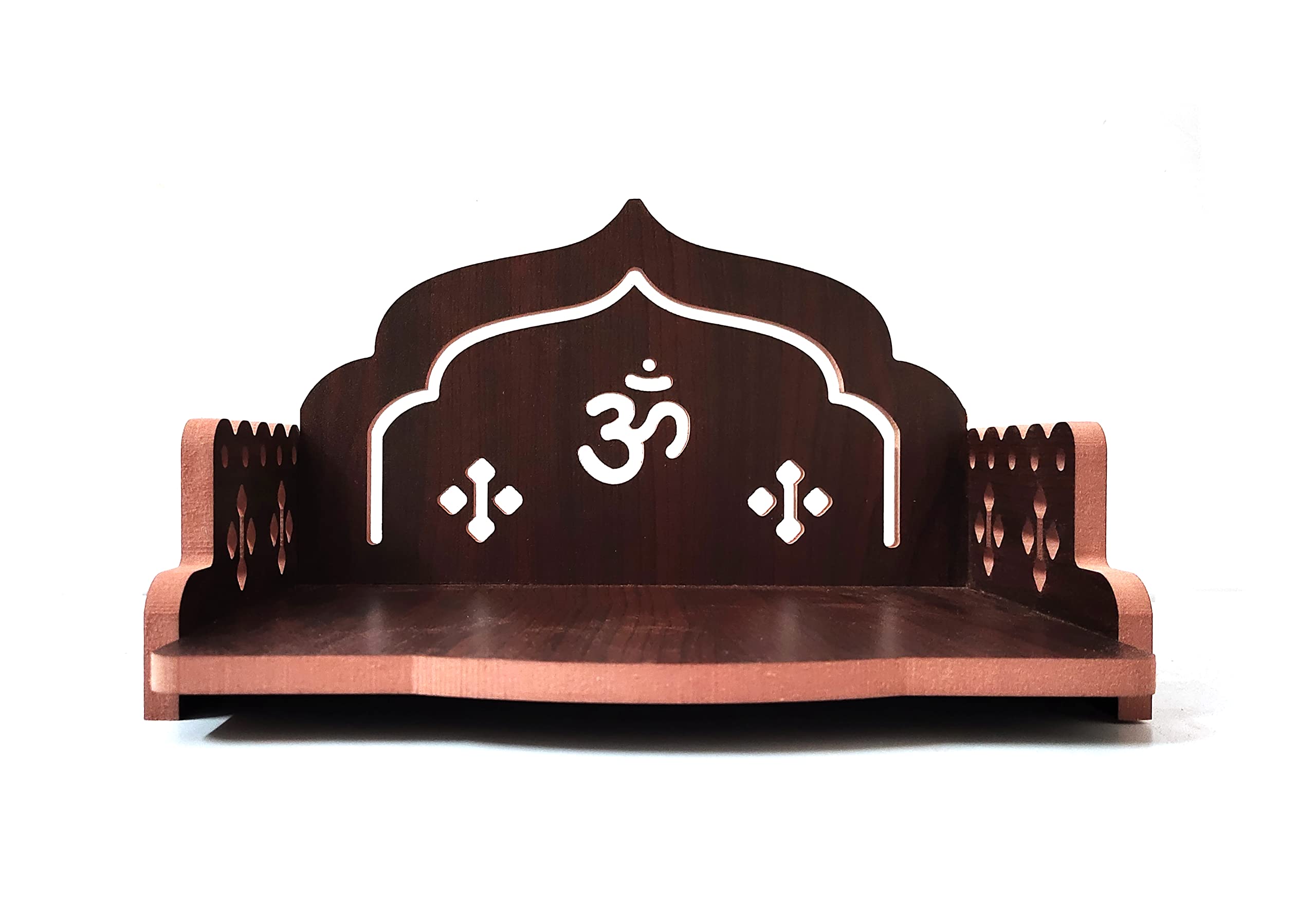 DIVOKAH® Plywood Small Wooden Temple for Home Office and Shop/Wall Hanging Temple/sinhasan/Pooja mandir/Pooja Stand/Hindola (8 MM Plywood Thickness) BR_OMASAN