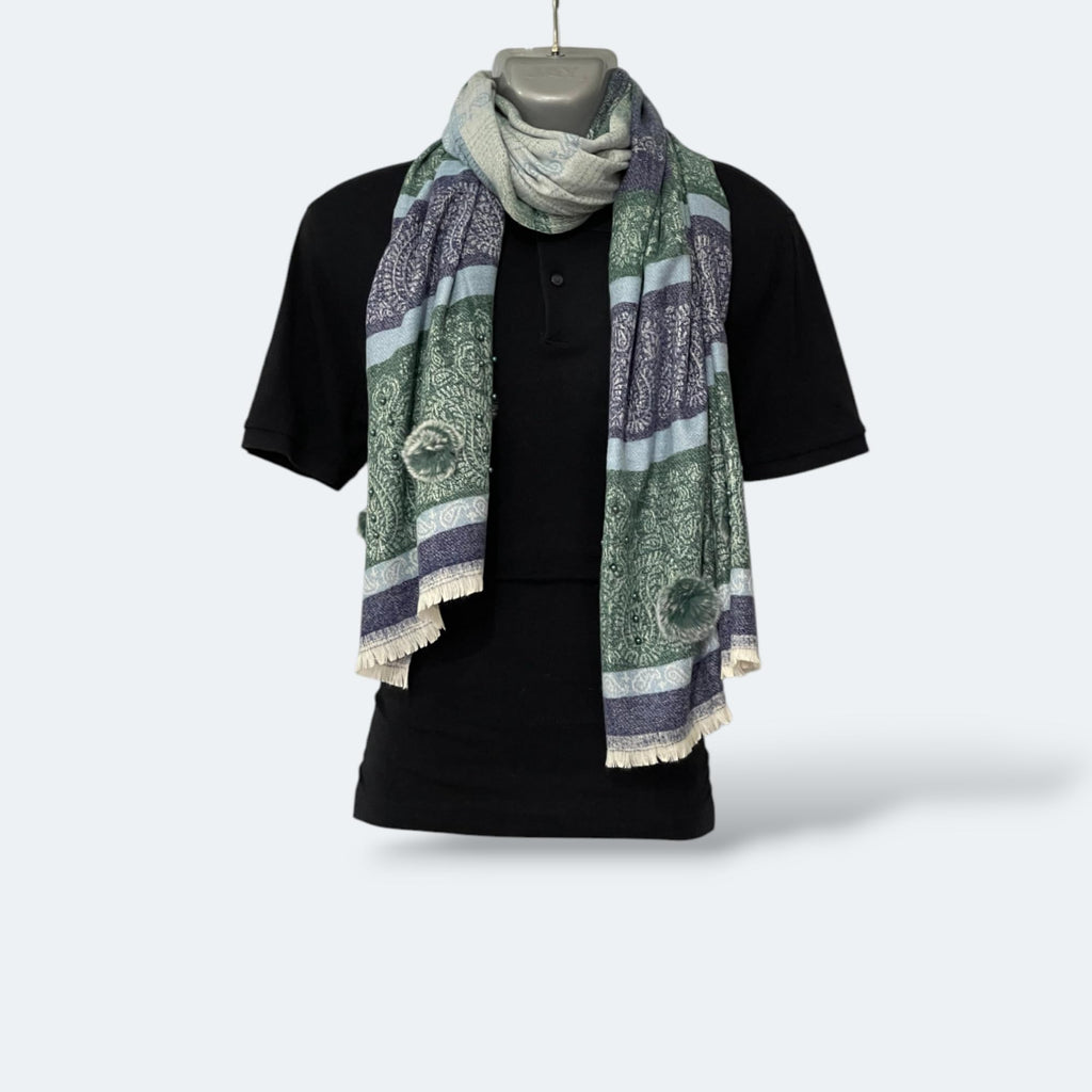 Huevess Kashmiri Winter Woolen Stole for Women (Dark Green)