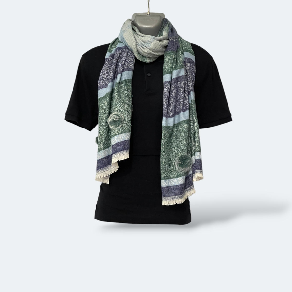 Huevess Kashmiri Winter Woolen Stole for Women (Dark Green)