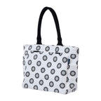 AQVA Cotton Canvas Tote Bag for Women with Side Pockets| Trendy Stylish Multipurpose Handbag with Zipper | Shoulder Bag for Shopping, Travel and Work | Sparkler, White