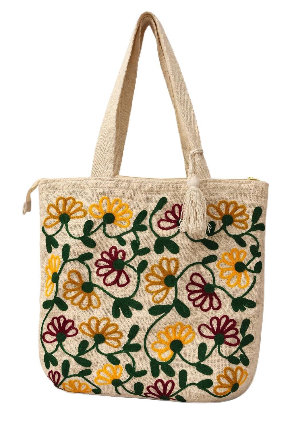 Floral Canvas Tote Bag for Women | Pinterest Viral Aesthetic Tote Bag | 15x15 Inch Large Reusable Shoulder Bag | Summer Casual Daily Use Handbag for Office, College, Shopping & Travel - DGSN-16