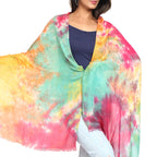 GFB Women's viscose multicolor Scarf with painting Print for Summer, Spring, Casual Wear 180x70 (Yellow multicolor)
