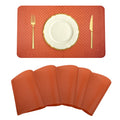Kuber Industries Placemat | Placemats for Dining Room | Table Mat Set | Placemats for Kitchen Table | Dining Table Placemats | Check-Design Placemat | 6 Piece Set | Orange Kafalo