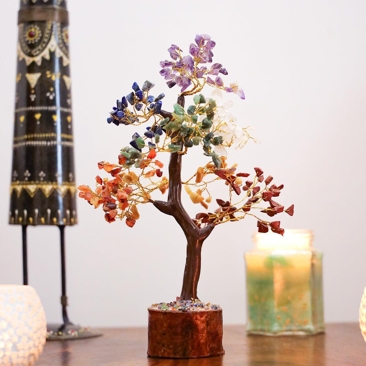 Firstray Seven Chakra Crystal Tree | 6-8 inch | Bonsai with 300 Beads | Natural Gemstone Money Tree for Positive Energy | Good Luck Show Piece for Living Room | Decoration Tree | Home Decor | Gift