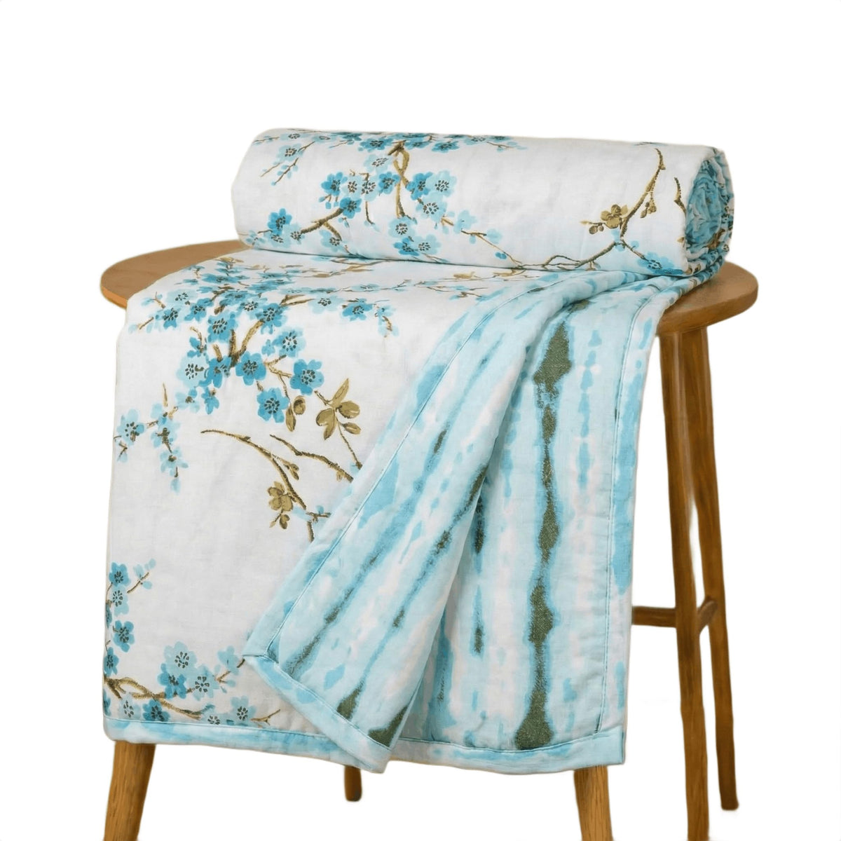 Trance Home Linen Premium 100% Cotton Dohar for Double Bed | 150 GSM | Reversible Ac Comforter | Light Weight All Season Soft Blanket (84x88 Inches | Akira Turquoise)