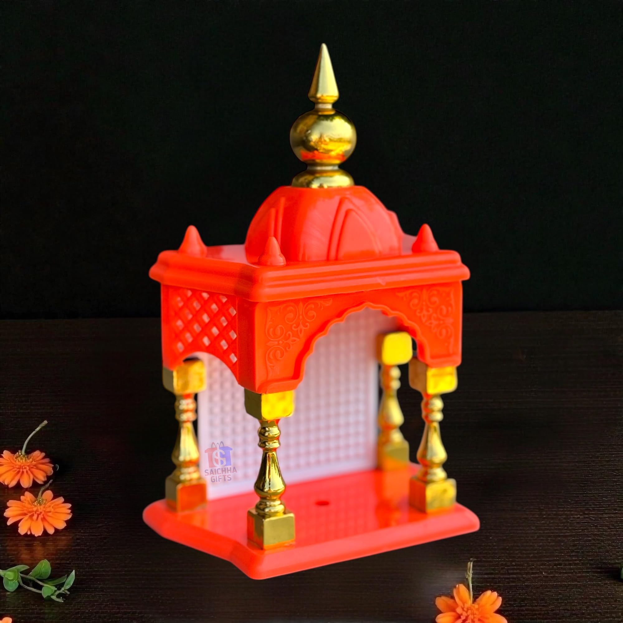 SAICHHA GIFTS Temple for car Dashboard Stand 6 inches (Orange)