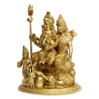 ARTVARKO™ Brass Lord Shiva Parvati Kartikeya and Ganesha Murti Shiv Family Parivar Shivlin Idol Statue for Home Décor Mandir Temple Gift Showpiece 9 Inches Height