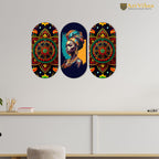 Artvibes African Lady and Mandala Pattern Decorative MDF Wooden Wall Art for Home | Room Decoration | Handcrafted Art | Aesthetic Wooden Decor | Artworks Hangings | Ideal Gifts (WH_9017N), Set of 3