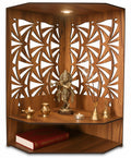 GOJEEVA KRAFT Royal Walnut Finish Wooden Pooja Mandir | Wall Mounted Home Temple with LED Lights & Spacious Storage | Premium Handcrafted Puja Unit (37.5 * 29 * 25 CM) (Large) A7