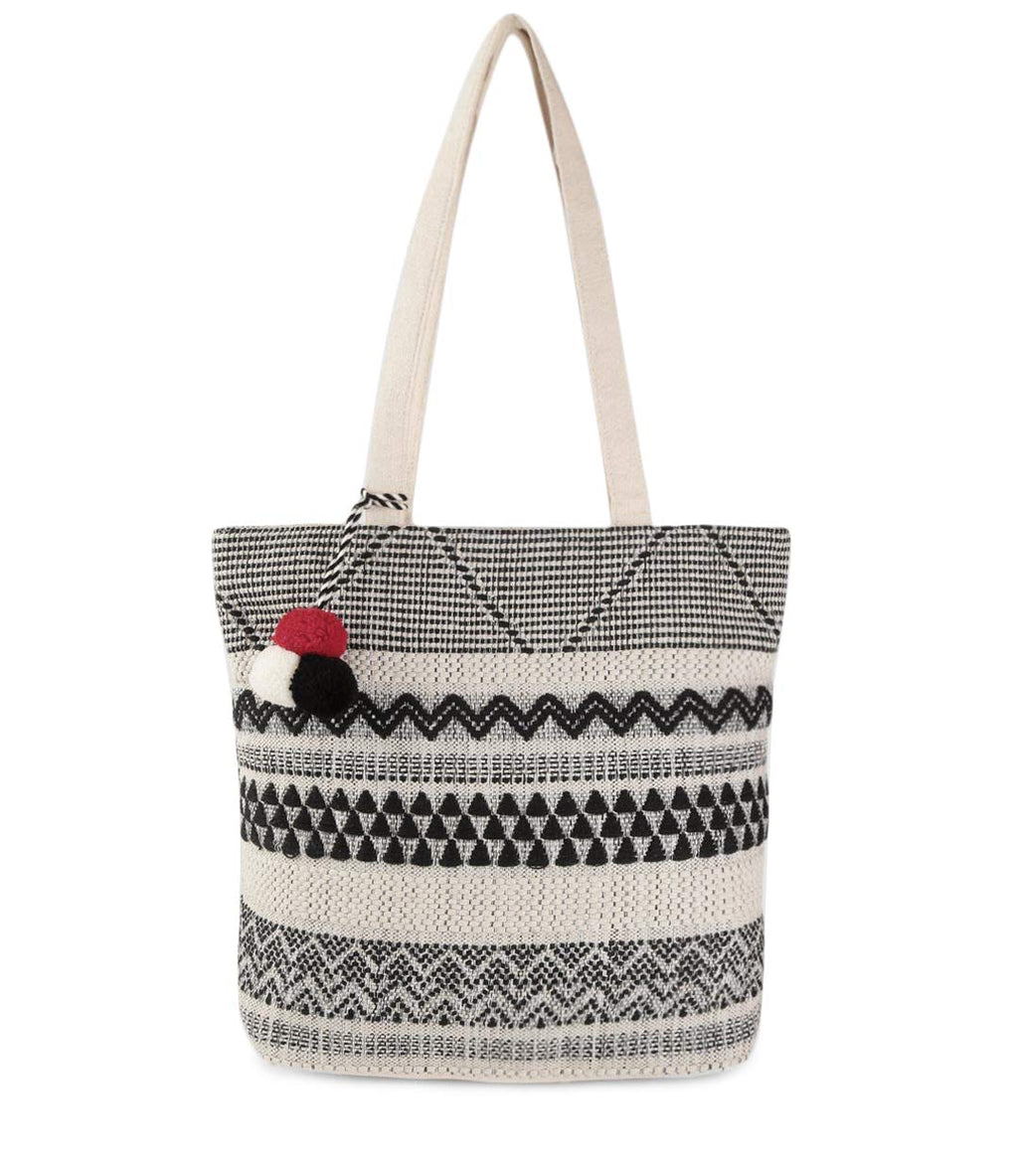 ALII AND ALIIZEY Women's Shoulder Tote Bag (Cream & Black)