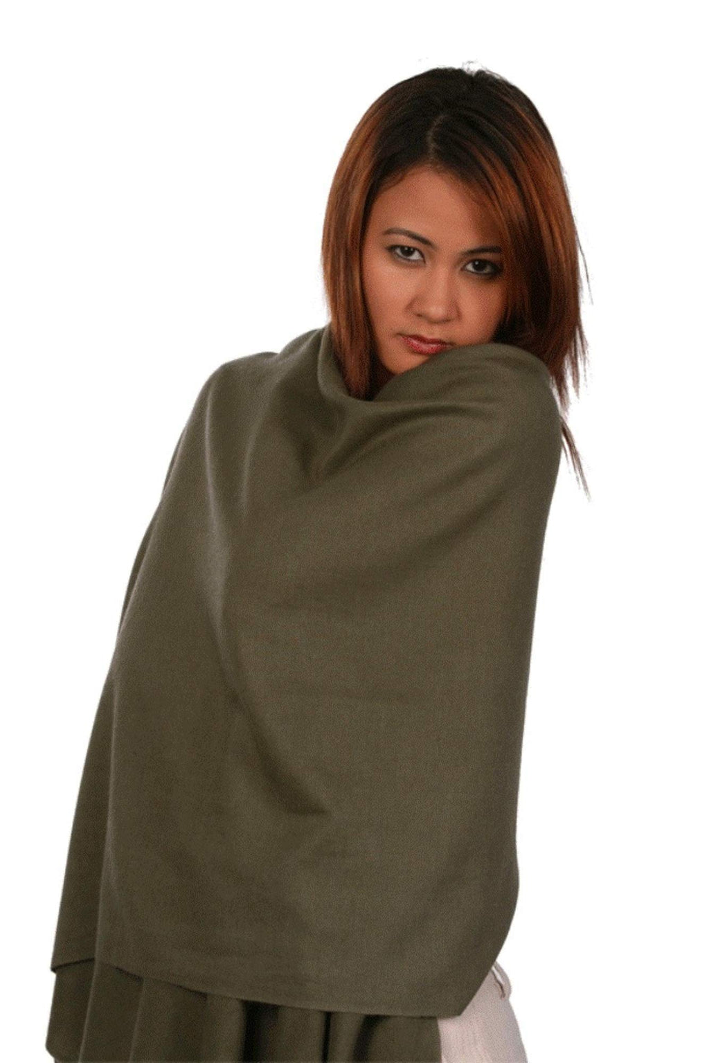 Cashmere Pashmina Group: Solid Pashmina Shawl, Scarf, Wrap & Stole (Large size) Military Green