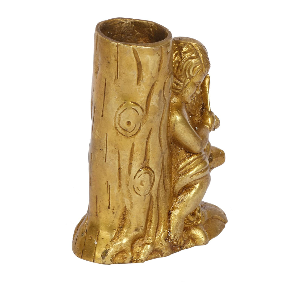 ARTVARKO Brass Pen Holder Stand Tree with a Boy Playing Violin Showpiece Paper Weight for Office Table Stylish Fancy Holder for Men Women Office Home Decor Gift