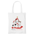 Happu-White Cotton Canvas Tote Bag with Zip | Happy Christmas Festive Print | Reusable, Washable & Eco-Friendly Multi-Purpose Tote for Women & Girls HPK-3443
