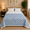 Linen Home Reversible Dohar Double Size Floral Blue & White Kafalo