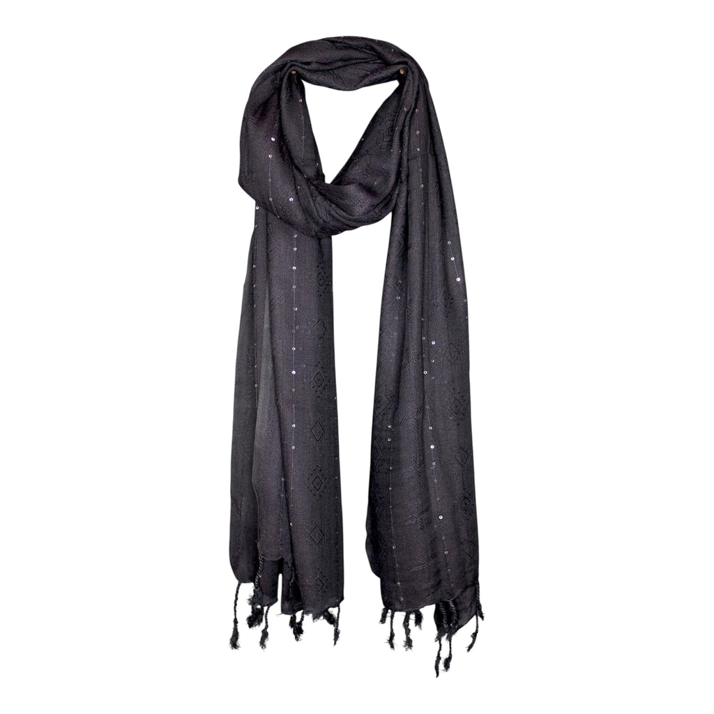 STOLE STUDIO Elegant Luxurious Sequence Viscose Stole Scarf (Black)