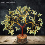 Crystu Certified Green Jade Stone Tree, 300 Beads Crystal Tree Stone Tree Showpiece