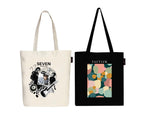Peach Blossom Printed Cotton Zipper Tote Bags | CBAG - WHT-SEVEN JUNG_BLK-FAUVISM