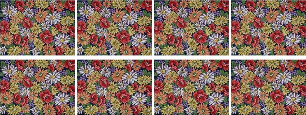 PRAKARTIK BY INDUARTS Spring Floral Eco-Friendly Cotton Dining Table mats – Reusable, Machine Washable, Everyday Use Multi Rectangular Placemats, Set of 8 (33x47 cm) Kafalo