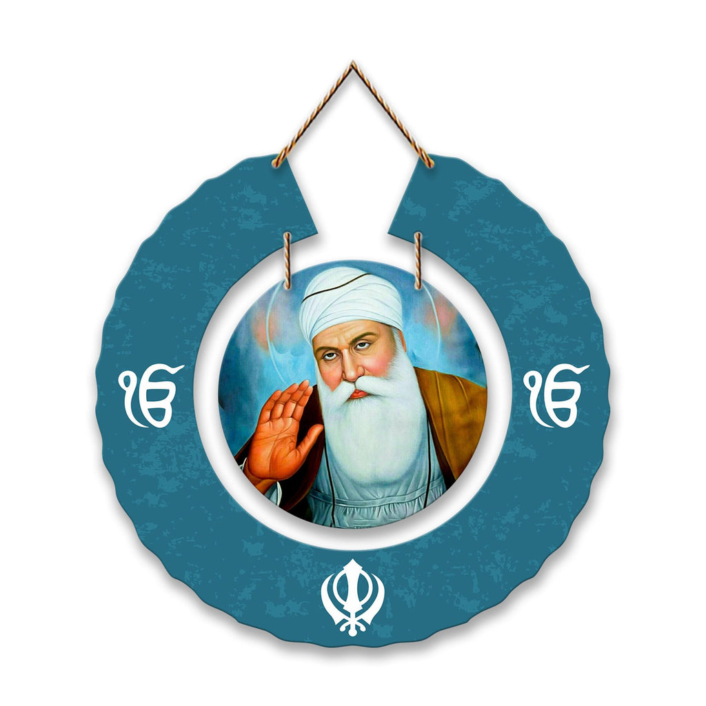 Artvibes Guru Nanak Dev Round Shape MDF Wooden Wall Decor Items | Spiritual Decor Items | Wall Art Paintings | Wall Sculpture | Signs & Plaques| Stylish Modern Decor Item | Gift Items (WH_9805N)