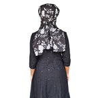 Switchon Scarf Hijab Rayon Printed fancy scarf for women Size Adjustable -Hook loop tape (Black_White)