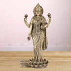 ARTVARKO Goddess Maa Laxmi Idol Lakshmi Brass Statue Luxmi Murt Standing on Lotus Height 10 Inches