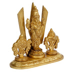 ARTVARKO Brass Tirupati Balaji Venkateshwara Idol Vishnu Chakra Namah Shankh Statue Murti Lord Srinivasa Pooja Vastu Religious Idol for Home Office Temple 5 Inch