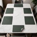 The Table Tales Premium Double-Sided PU Leather Placemat Set of 6 | Reversible Waterproof Heat Resistant Table Mats | Kitchen Dining Accessories | 45 x 30 cm (Dark Green & Grey) Kafalo