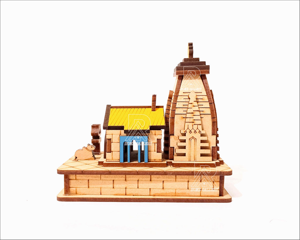 AAR Home Gallery Kedarnath 3D Wooden Temple Model for Car Dashboard, Office Desk, Home Pooja Room Pack of 1pcs Brown