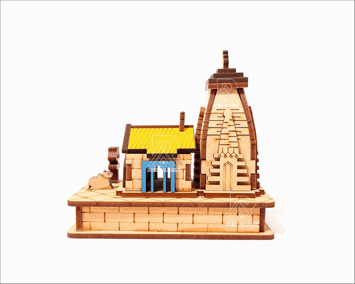 AAR Home Gallery Kedarnath 3D Wooden Temple Model for Car Dashboard, Office Desk, Home Pooja Room Pack of 1pcs Brown