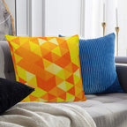 Khooti Velvet Cushion Cover, 16x16 (Triangular Orange Yellow)(Pack of 3)