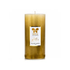 IRIS Gold Lacquered Unscented Pillar Candle | 7.1 x 15.2 cm | Long-Lasting 80-Hour Burn | Ideal for Decor, Celebrations & Gifting (Pack of 1)