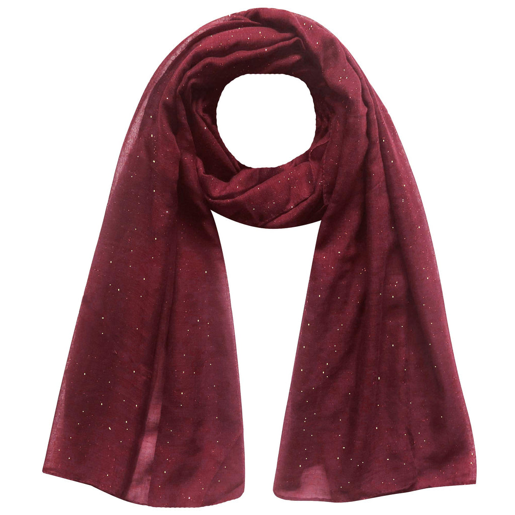 Lina & Lily Solid Shimmer Sparkle Glitters Sheer Maxi Shawl Head Scarf Hijab (#31 BRICK RED)