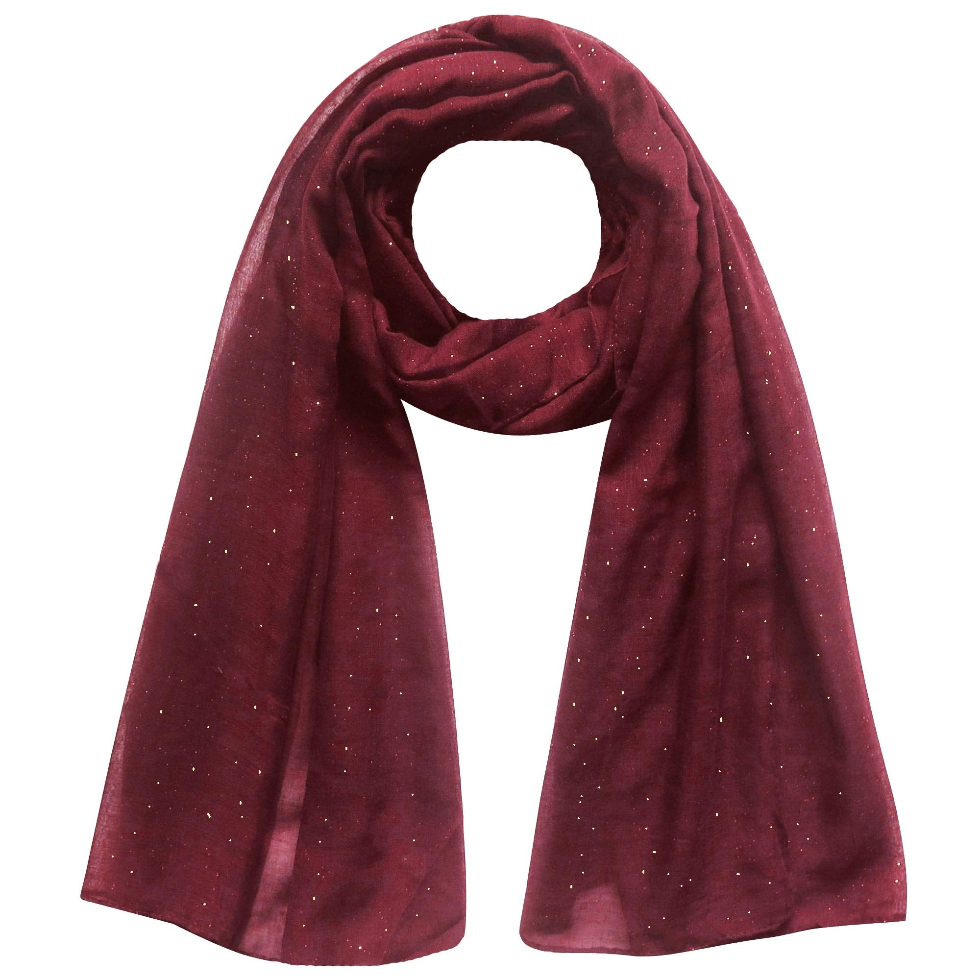 Lina & Lily Solid Shimmer Sparkle Glitters Sheer Maxi Shawl Head Scarf Hijab (#31 BRICK RED)