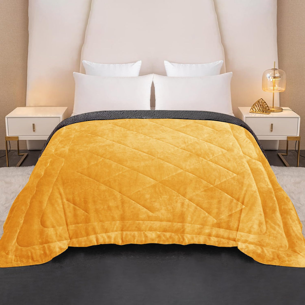 Cloth Fusion Fleece Sherpa Heavy Winter Quilt Blanket, Double 88x90 inch Kafalo