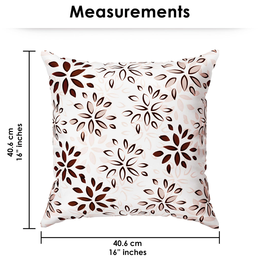 Story@Home Brown & White Geometric Cushion Cover Set of 5 | 16 x 16 Inch | Digital Printed Decorative Pillow Covers | Soft Polyester Cushion Covers for Sofa, Living Room, Bedroom & Home Décor