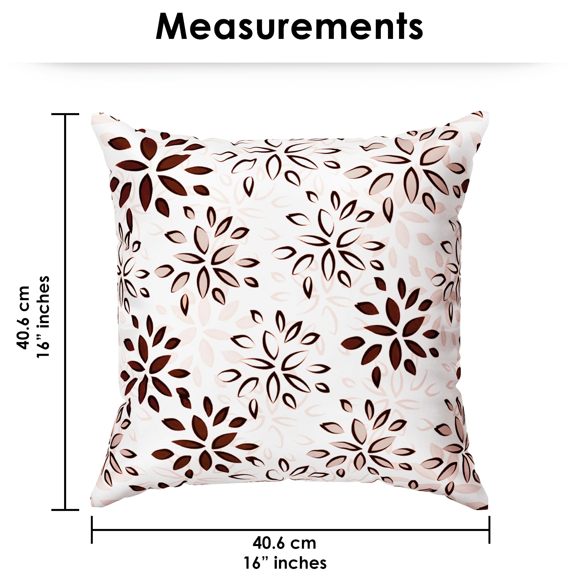 Story@Home Brown & White Geometric Cushion Cover Set of 5 | 16 x 16 Inch | Digital Printed Decorative Pillow Covers | Soft Polyester Cushion Covers for Sofa, Living Room, Bedroom & Home Décor