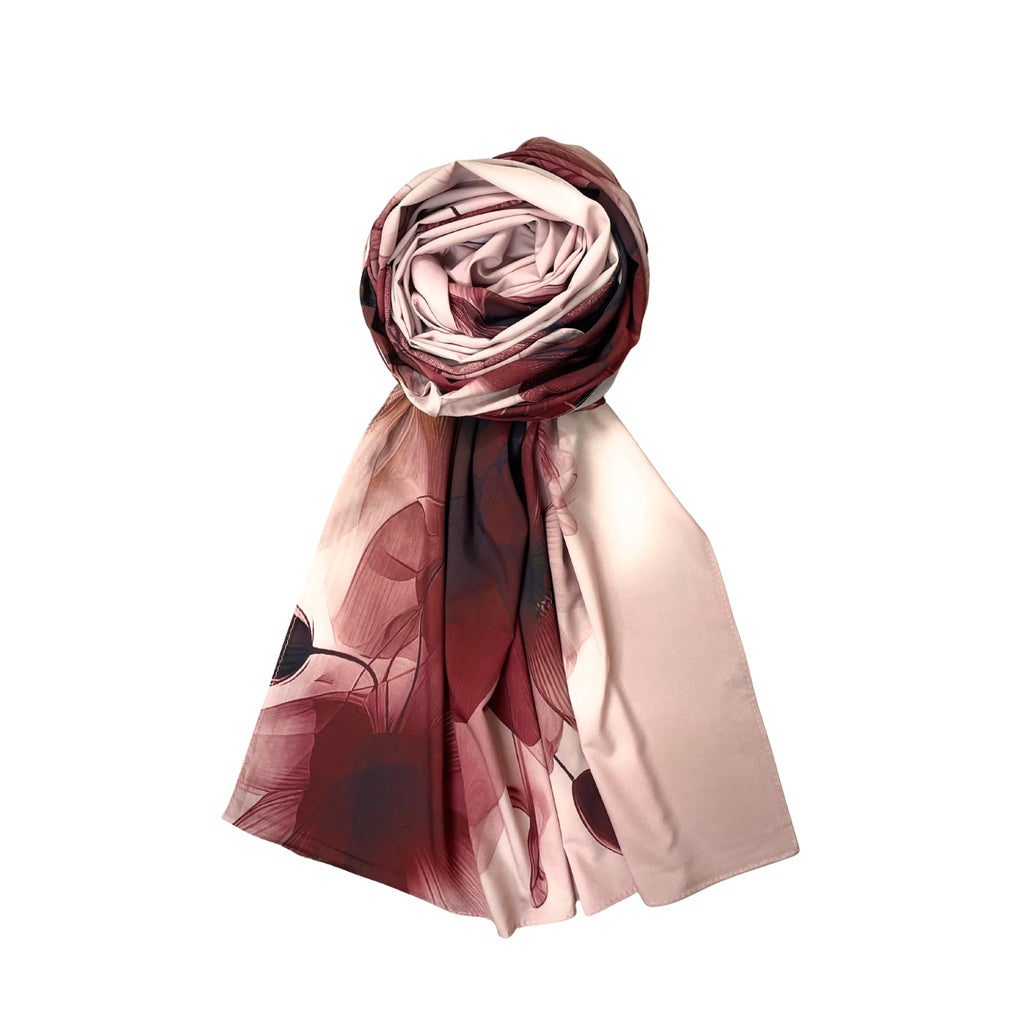 FAHABO Iconic Collection Digital Print Swiss Butter Cotton Scarf Stole for Women (Mute Peach - Ye)